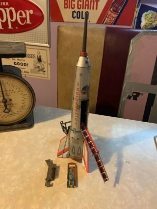 Vtg 1960s Holdraketa Interkozmosz Metal Tin Rocket Spaceship Toy Parts