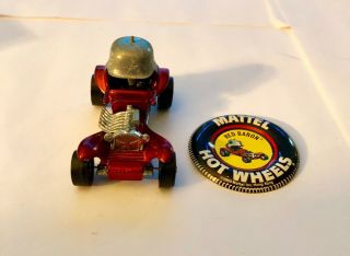 1969 Hot Wheels Redline Metal Red Baron Toy Car Hong Kong With Button