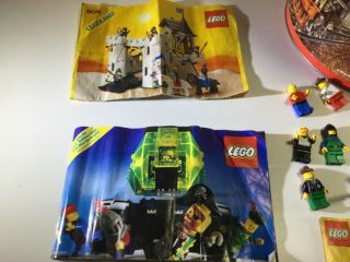 Bulk Legos 6 lbs Vintage Pirates Police Woodsman Space etc in a large tin minfig 4