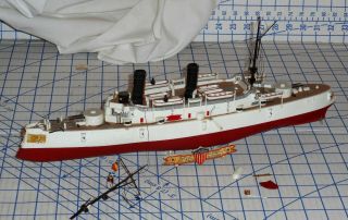Vintage Lindberg Uss Olympia Assembled Model Kit 1:240 Scale Parts