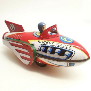 ROCKET RACER tin friction space robot toy lithography 1970s VINTAGE 2