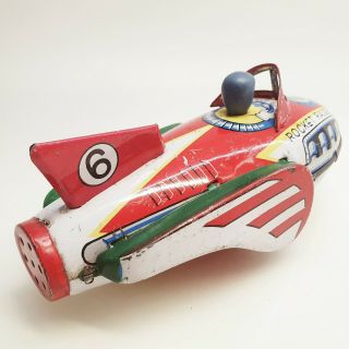 ROCKET RACER tin friction space robot toy lithography 1970s VINTAGE 3