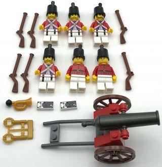 Lego 6 Rare Redcoat Imperial Pirate Minifigures Men Figures Army With Cannon
