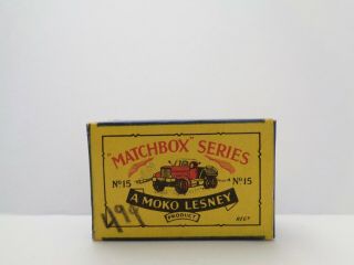 box for 1955 MOKO Lesney Matchbox No.  15 ' PRIME MOVER ' - - - - see photos & more boxes 3