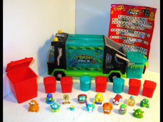 Moose Trash Pack Garbage Truck & 14 Trashies Squishie Figures,  Cans/containers