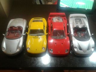 4 1:18 Diecast Cars Porsche Boxster 993 Ferrari F40 F50
