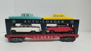 Postwar Lionel 6414 Auto Loader With 4 Ford Autos Orig