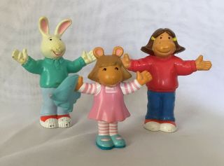 Pbs Kids Arthur 1998 Cake Toppers Buster Bunny D.  W.  Francine Set Of 3