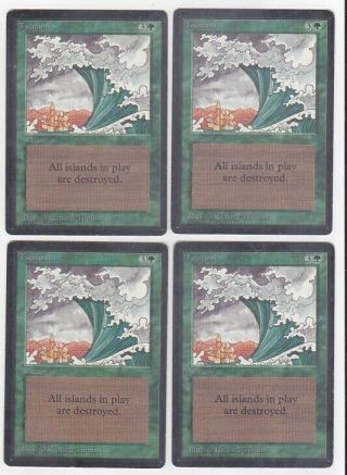 Mtg 4x Beta Edition Tsunami Ex Magic The Gathering Card Green Sorcery Uncommon