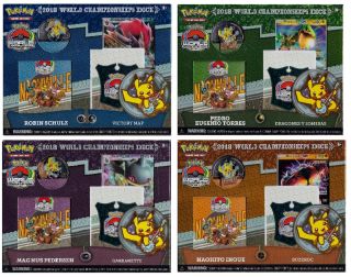 Set Of 4 Pokemon 2018 World Championship Decks Contains Pin Code Box 60 Cards