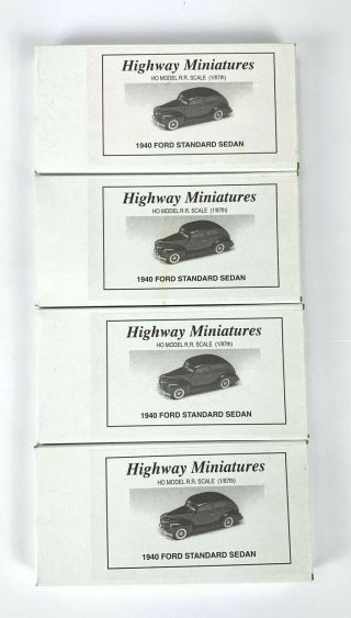 4 Pack Ho Scale 1/87 Jordan Highway Miniatures 360 - 225 1940 Ford Sedan Kit