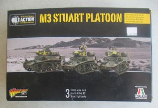 Mib 2016 Bolt Action Warlord Games M3 Stuart Platoon Set Of 3 Tanks Figures