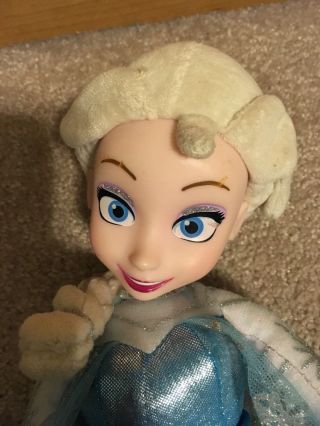 Disney Frozen - Elsa Plastic Face Plush Doll With Blue Snowflake Dress - 14 "