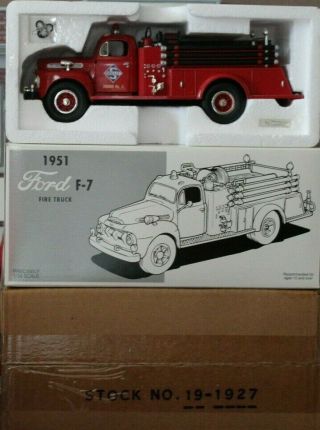 1951 Ford F7 Fire Truck - 1996 First Gear 1:34 Scale Skelly 19 - 1927