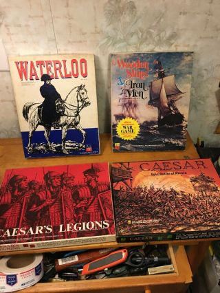 4 Avalon Hill War Games Waterloo - Wooden Ships Iron Men - Caesar - Caesars Legions