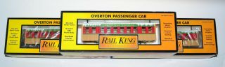 O Gauge Mth Rail King 3 Christmas Overton Passenger Coaches 30 - 4141b & 30 - 4141c