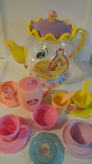 Disney Princess Belle Beauty & The Beast Plastic Princess Tea Party Set Tea Pot