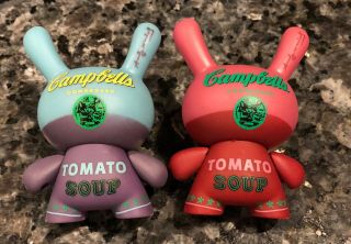 Kidrobot Dunny 3 ' Andy Warhol Series 1 Red & Blue Campbell ' s Soup 2