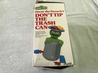 vintage Sesame Street Oscar Don ' t Tip Trash Can 1988 Game 4