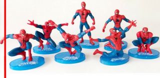 Spiderman 7 piece Set Birthday Cake Topper action Figures Toy Set cup cake top 2