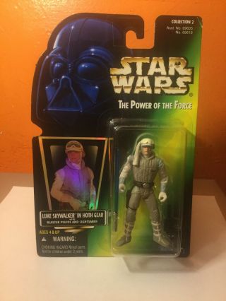 Star Wars Luke Skywalker Hoth Gear Action Figure Hologram Green Card Kenner 1997