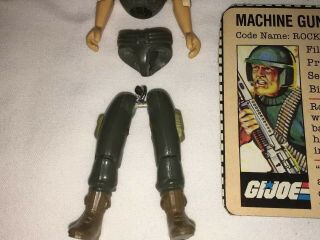 1983 GI JOE ARAH MACHINE GUNNER ROCK N ROLL COMPLETE BUT BROKEN & FILE CARD 4