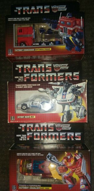 Transformers Optimus Prime Jazz & Hot Rod G1 Walmart Exclusive Autobots Reissue