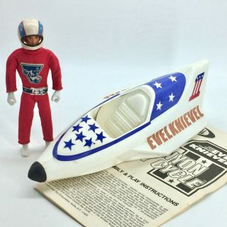 Evel Knievel Canyon Sky Cycle With Red Suit Figure,  Vintage Ideal 1974