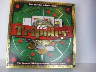 Tripoley 65th Anniversary Edition Game 1997 Cadaco Tray Cards Chips Poker Rummy