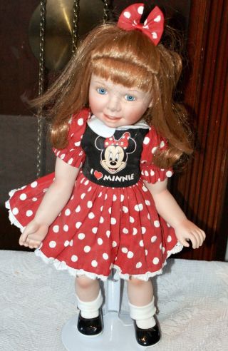Lovely © Disney Mickey Mouse " Minnie " Doll 15 " Tall With Metal Stand