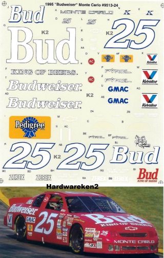 Nascar Decal 25 Budweiser 1995 Monte Carlo Ken Schrader - Mooseworks