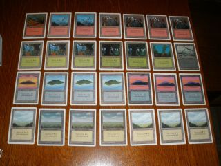 Mtg Magic Unlimited Basic Lands X28 (island,  Swamp,  Forest,  Mountain, . ) Lp Ave