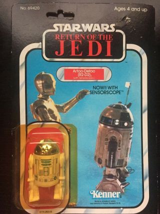 Vintage Star Wars Rotj R2 - D2 W/ Sensorscope 1983 Kenner On Card