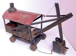 1920s Keystone Toys Pressed Steel 20.  5 " Ride - On Steam Shovel