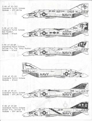Old Packaging Microscale Us Navy F - 4 Phantom,  Decals 1/72 65 & 66,  Vf - 84