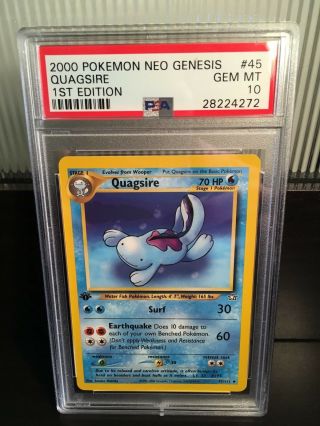 Pokemon Neo Genesis Psa 10 Gem 1st Edition Quagsire 45 Low Pop