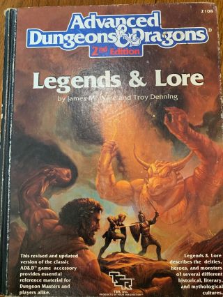 Advanced Dungeons And Dragons Legends And Lore,  2nd Edition Tsr 1990