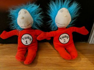 Dr.  Seuss Thing 1 & 2.  Cat In The Hat Official Movie Merchandise Plush Set 11 "
