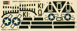 Revell 1:32 North American P - 51 B Mustang Decal Sheet D - 2u