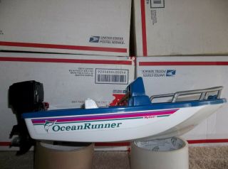 1994 Nylint Ocean Runner & Mercury O.  Motor - Blue & White Colors Pop - Look