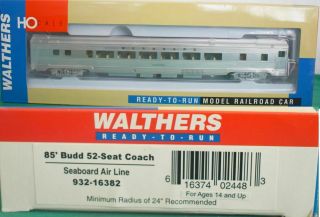 Seaboard Air Lines Sal Budd 52 Seat Coach Walthers 932 - 16382 Ho Scale Jy19.  24