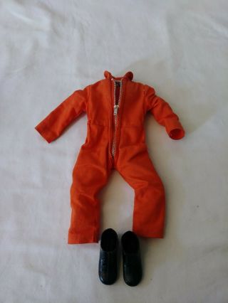 Vintage Gi Joe 1964 Action Pilot Orange Jumpsuit Flight Suit Boots Vg