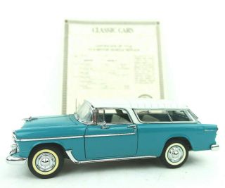 Danbury 1955 Chevrolet Nomad Station Wagon 1:24 Turquoise White W/title