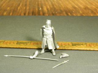 Metal Figure 54mm Sgf Models Helmeted Knight With Heavy Cape,  Spear,  Sword