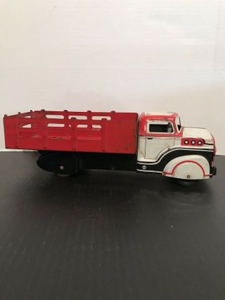 Vintage Tin Litho Marx Stake Bed Farm Truck
