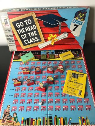 Vintage Early Milton Bradley Go To The Head Of The Class Board Game Series 7