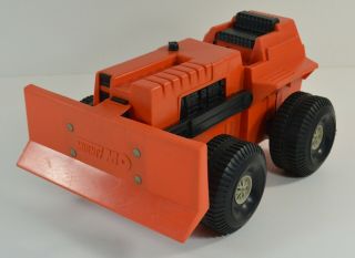 Ideal Toy 1973 Mighty Mo Friction Drive Plastic Bulldozer Orange Near