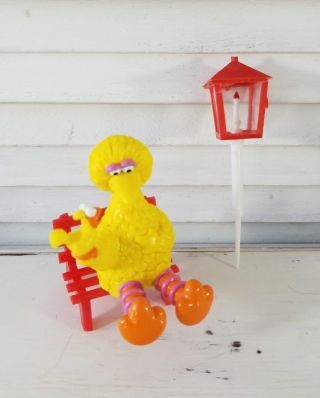 Vintage Big Bird Sesame Street 3 Piece PVC Figure Cake Topper Bench Light Post 2
