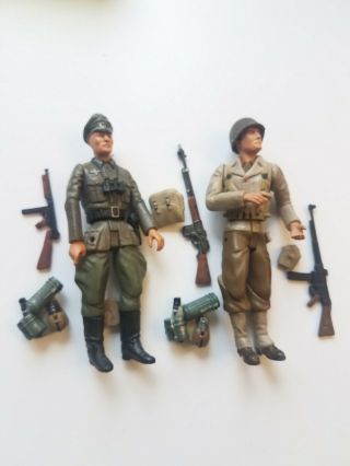 21st Century 1/18 Wwii German Officer,  American Soldier & Accessories E1