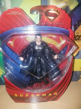 Dc Movie Masters Man Of Steel Superman With Black Suit Action Figure Mib